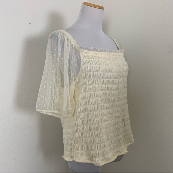 Torrid Mesh Swiss Dot Smocked Top Women’s 3X Sheer Puff Sleeves Coquette Cottage - Picture 16 of 17